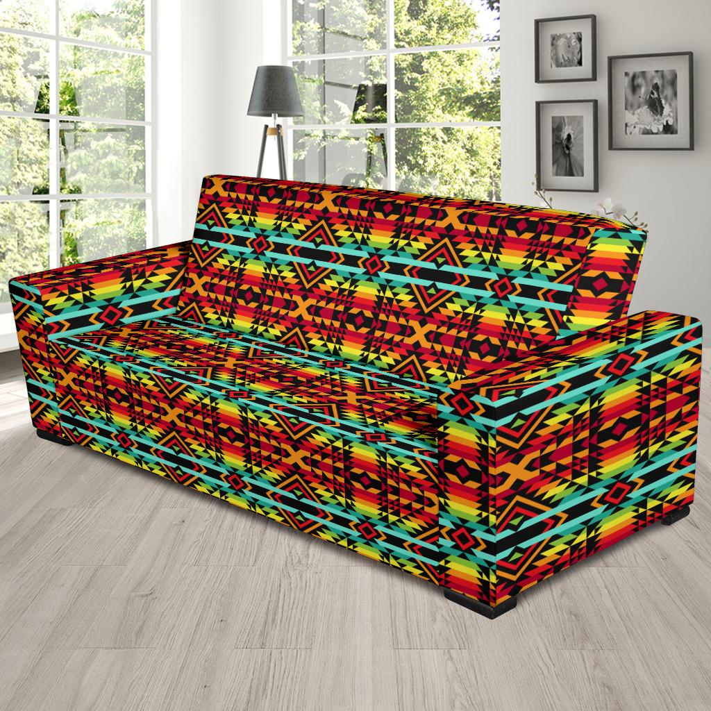 Kente Red Design African Print Sofa Slipcover-JTAMIGO.COM