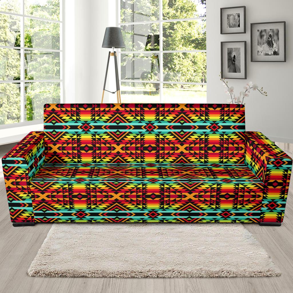 Kente Red Design African Print Sofa Slipcover-JTAMIGO.COM