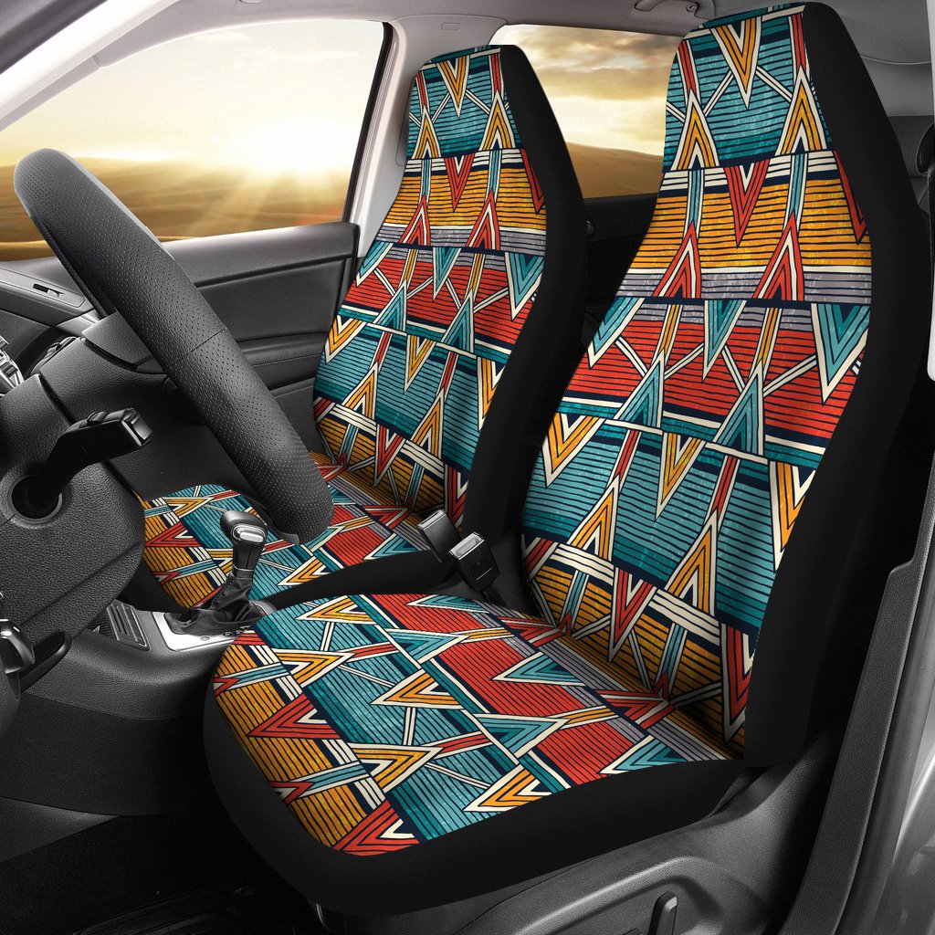 Kente Red Design African Print Universal Fit Car Seat Covers