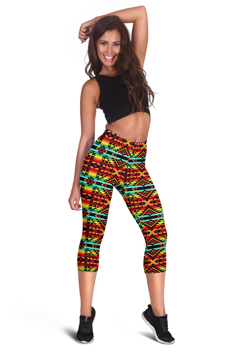 Kente Red Design African Print Women Capris