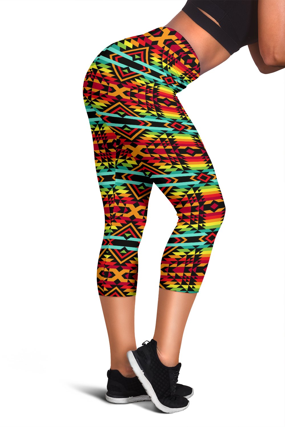 Kente Red Design African Print Women Capris