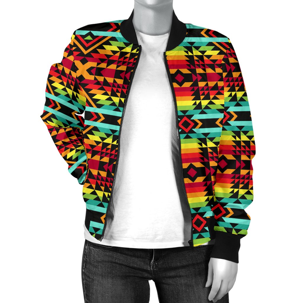 Kente Red Design African Print Women Casual Bomber Jacket