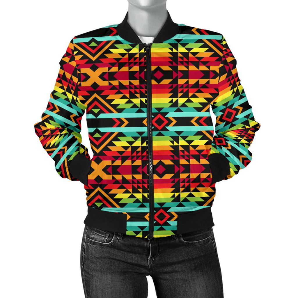 Kente Red Design African Print Women Casual Bomber Jacket