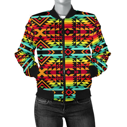 Kente Red Design African Print Women Casual Bomber Jacket
