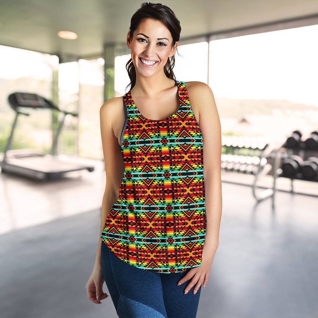 Kente Red Design African Print Women Racerback Tank Top