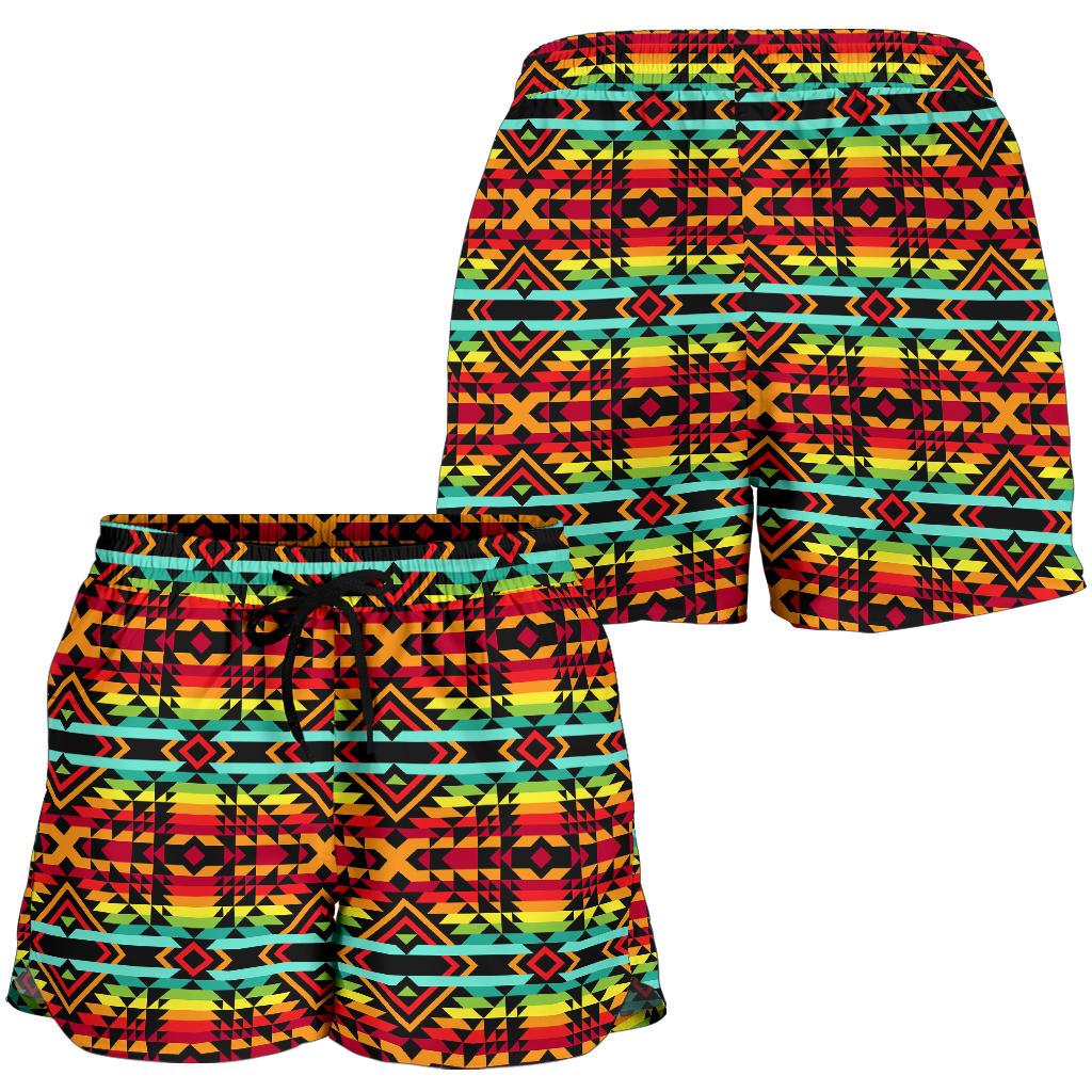 Kente Red Design African Print Women Shorts-JTAMIGO.COM