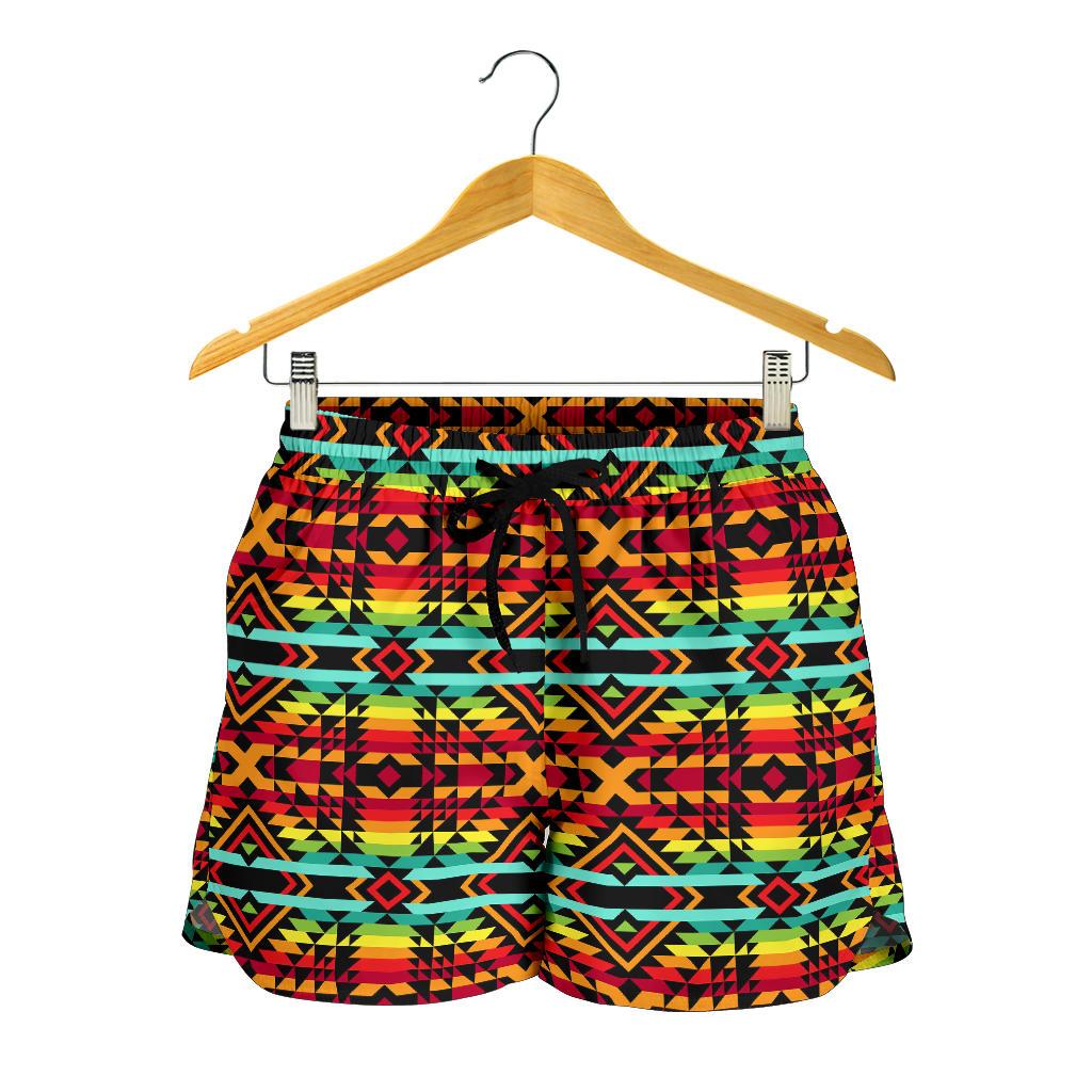Kente Red Design African Print Women Shorts-JTAMIGO.COM