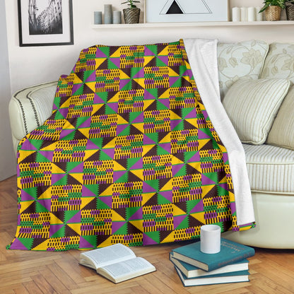 Kente Triangle Design African Print Fleece Blanket