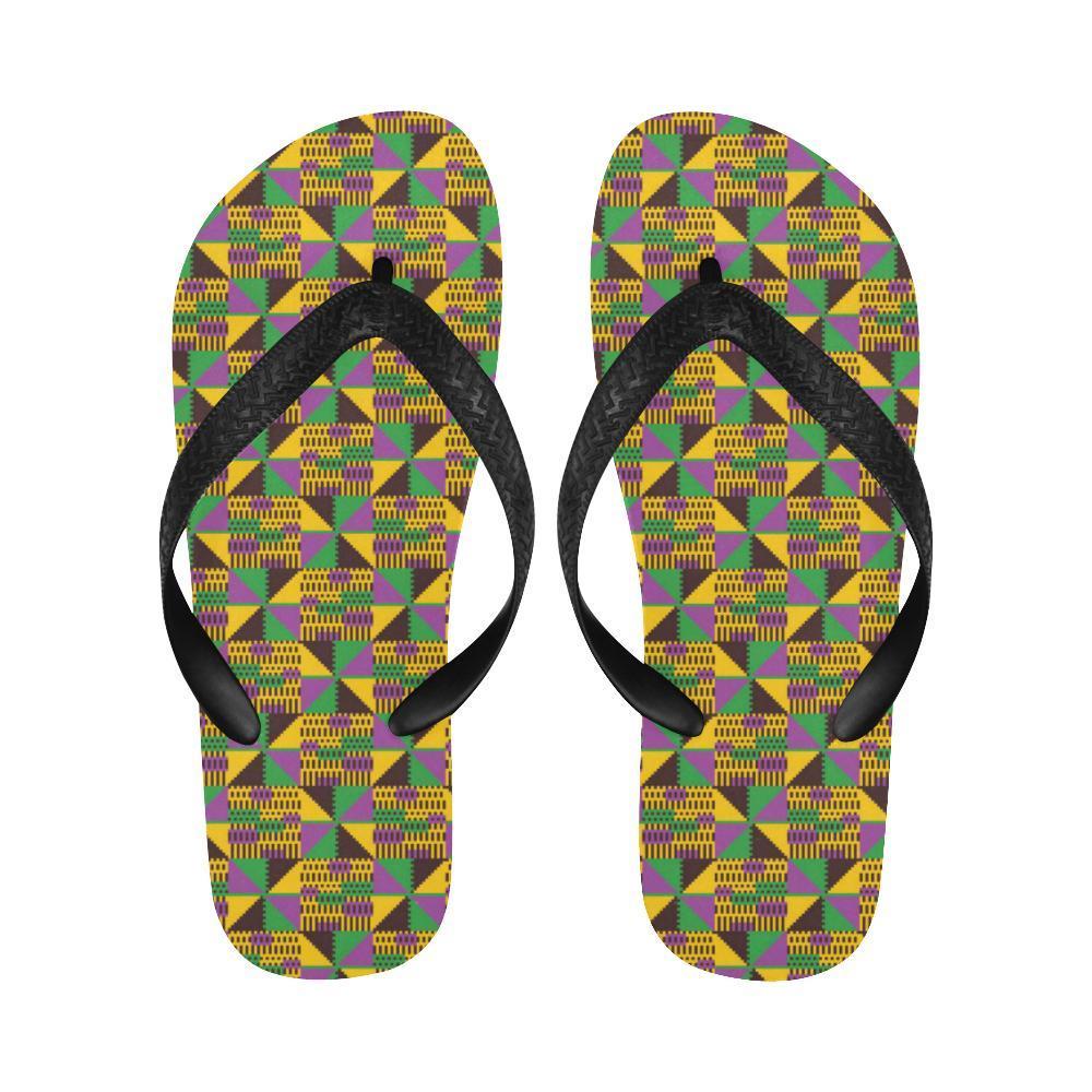 Kente Triangle Design African Print Flip Flops-JTAMIGO.COM