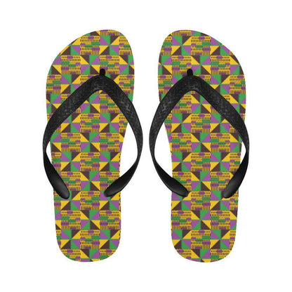 Kente Triangle Design African Print Flip Flops-JTAMIGO.COM
