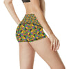 Kente Triangle Design African Print High Waisted Spandex Shorts-JTAMIGO.COM