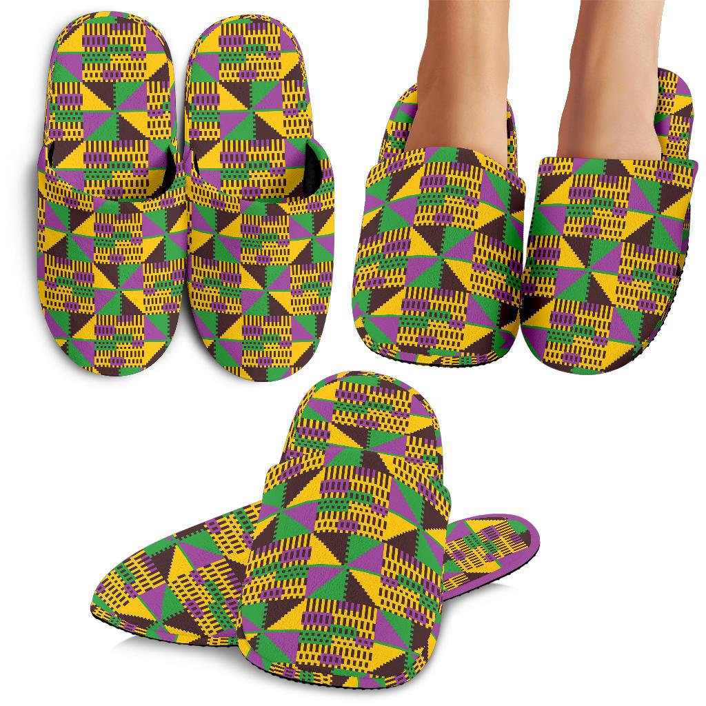 Kente Triangle Design African Print House Slippers