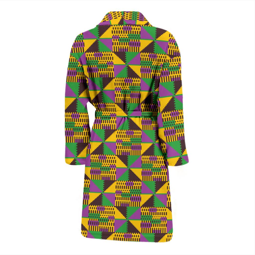 Kente Triangle Design African Print Men Bath Robe-JTAMIGO.COM