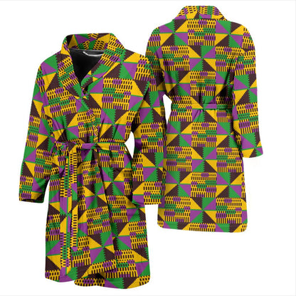 Kente Triangle Design African Print Men Bath Robe-JTAMIGO.COM