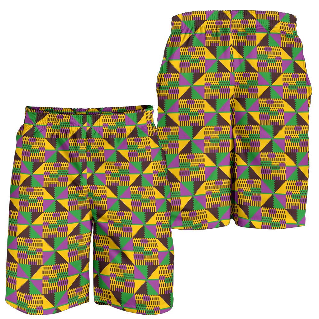 Kente Triangle Design African Print Mens Shorts-JTAMIGO.COM