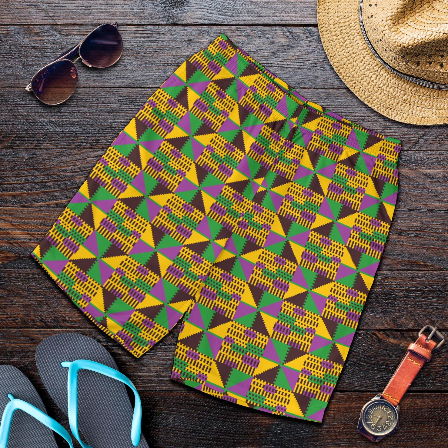 Kente Triangle Design African Print Mens Shorts-JTAMIGO.COM