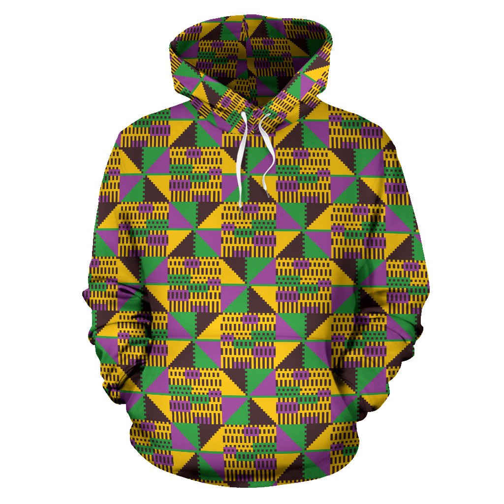 Kente Triangle Design African Print Pullover Hoodie