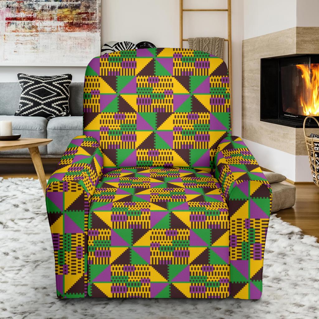 Kente Triangle Design African Print Single Sofa Slipcover -JTAMIGO.COM