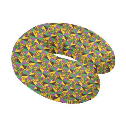 Kente Triangle Design African Print U-Shaped Travel Neck Pillow-JTAMIGO.COM