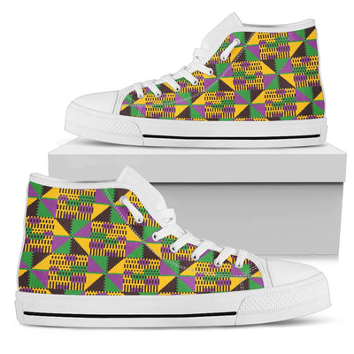 Kente Triangle Design African Print Women High Top Shoes