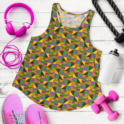 Kente Triangle Design African Print Women Racerback Tank Top
