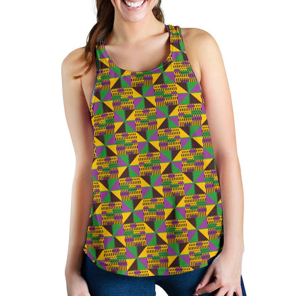 Kente Triangle Design African Print Women Racerback Tank Top