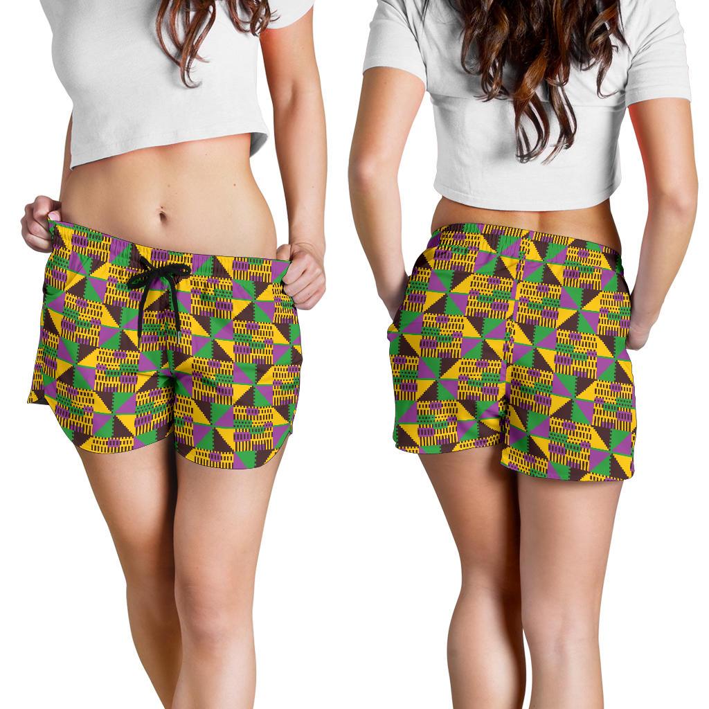 Kente Triangle Design African Print Women Shorts-JTAMIGO.COM