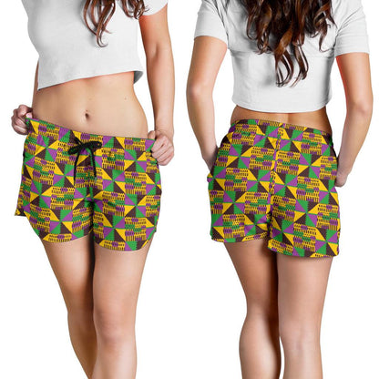 Kente Triangle Design African Print Women Shorts-JTAMIGO.COM