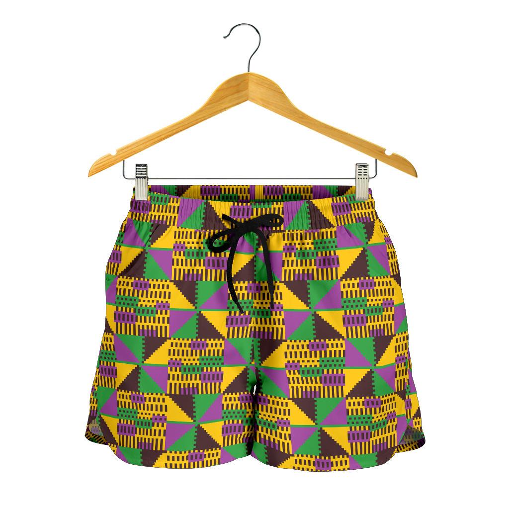 Kente Triangle Design African Print Women Shorts-JTAMIGO.COM