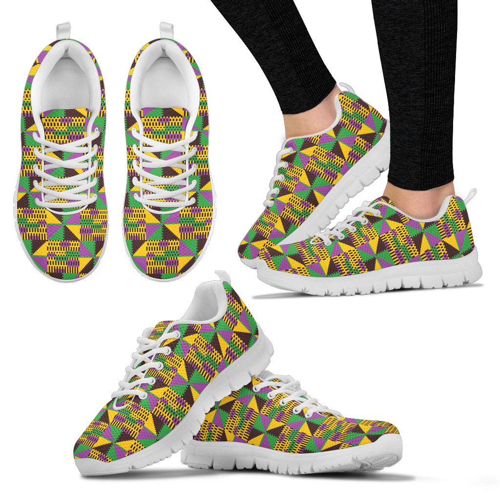 Kente Triangle Design African Print Women Sneakers Shoes