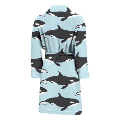 Killer Whale Pattern Print Design 01 Men Bathrobe-JORJUNE.COM