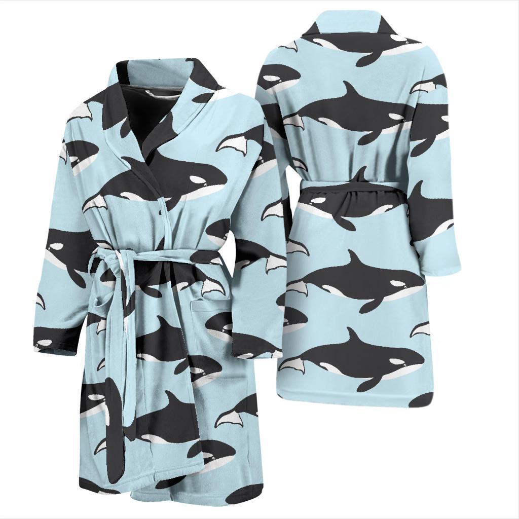 Killer Whale Pattern Print Design 01 Men Bathrobe-JORJUNE.COM