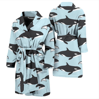 Killer Whale Pattern Print Design 01 Men Bathrobe-JORJUNE.COM