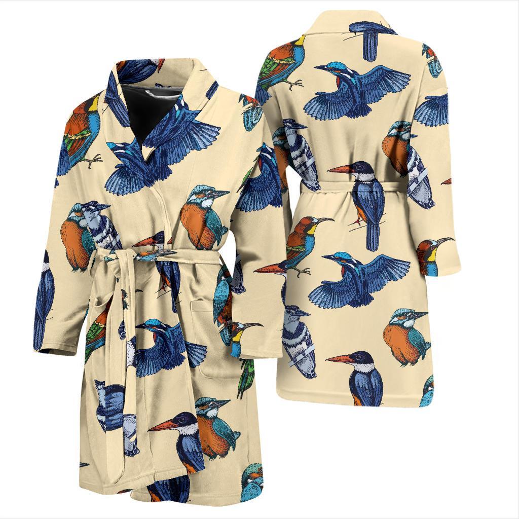 Kingfisher Bird Pattern Print Design 04 Men Bathrobe-JORJUNE.COM