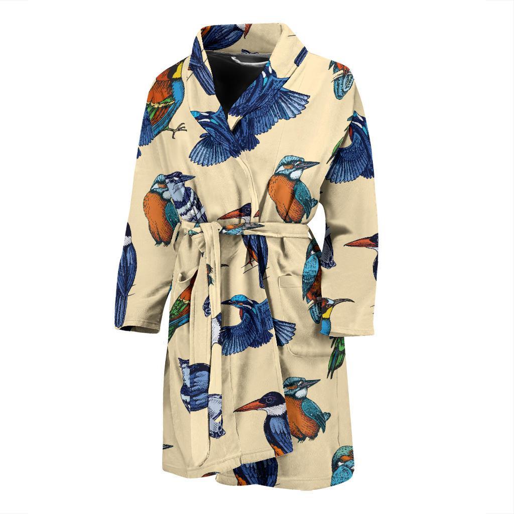 Kingfisher Bird Pattern Print Design 04 Men Bathrobe-JORJUNE.COM