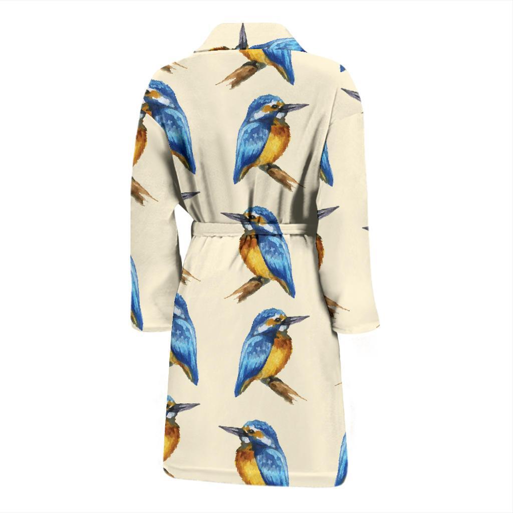 Kingfisher Pattern Print Design 01 Men Bathrobe-JORJUNE.COM