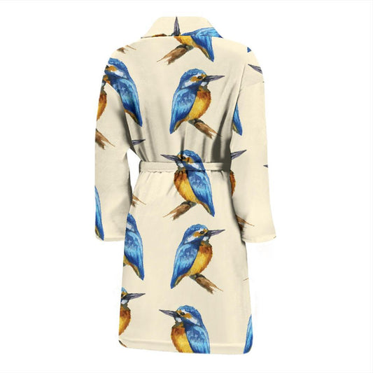 Kingfisher Pattern Print Design 01 Men Bathrobe-JORJUNE.COM