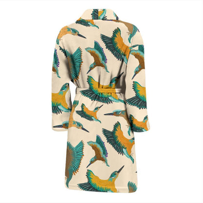 Kingfisher Pattern Print Design 02 Men Bathrobe-JORJUNE.COM