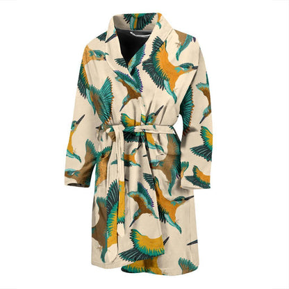 Kingfisher Pattern Print Design 02 Men Bathrobe-JORJUNE.COM