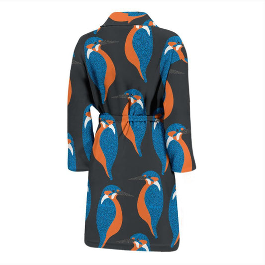 Kingfisher Pattern Print Design 03 Men Bathrobe-JORJUNE.COM