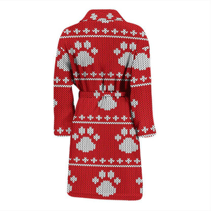 Knit Paw Pattern Print Design 03 Men Bathrobe-JORJUNE.COM
