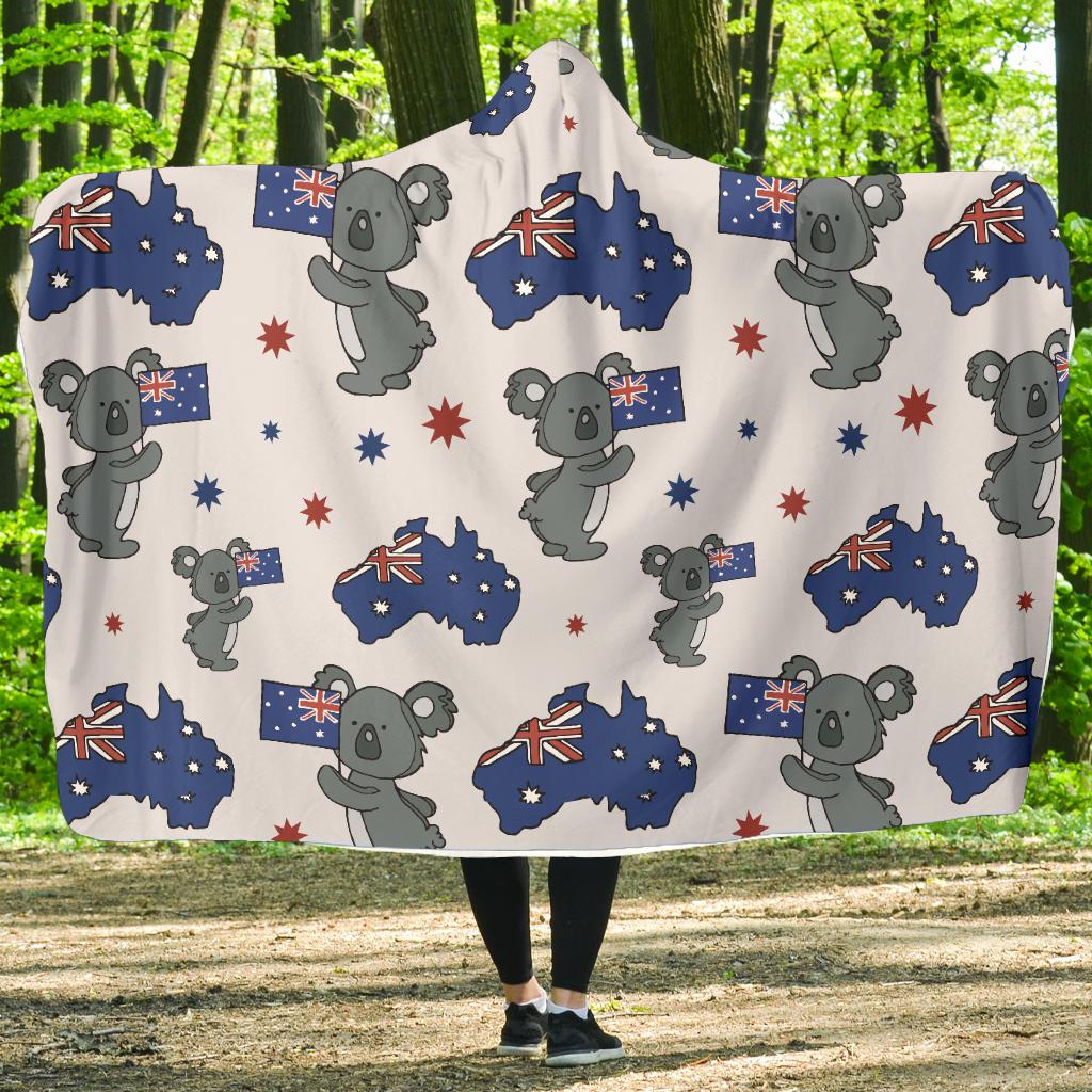 Koala Australia Day Themed Design Hooded Blanket-JTAMIGO.COM