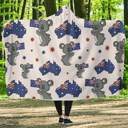 Koala Australia Day Themed Design Hooded Blanket-JTAMIGO.COM