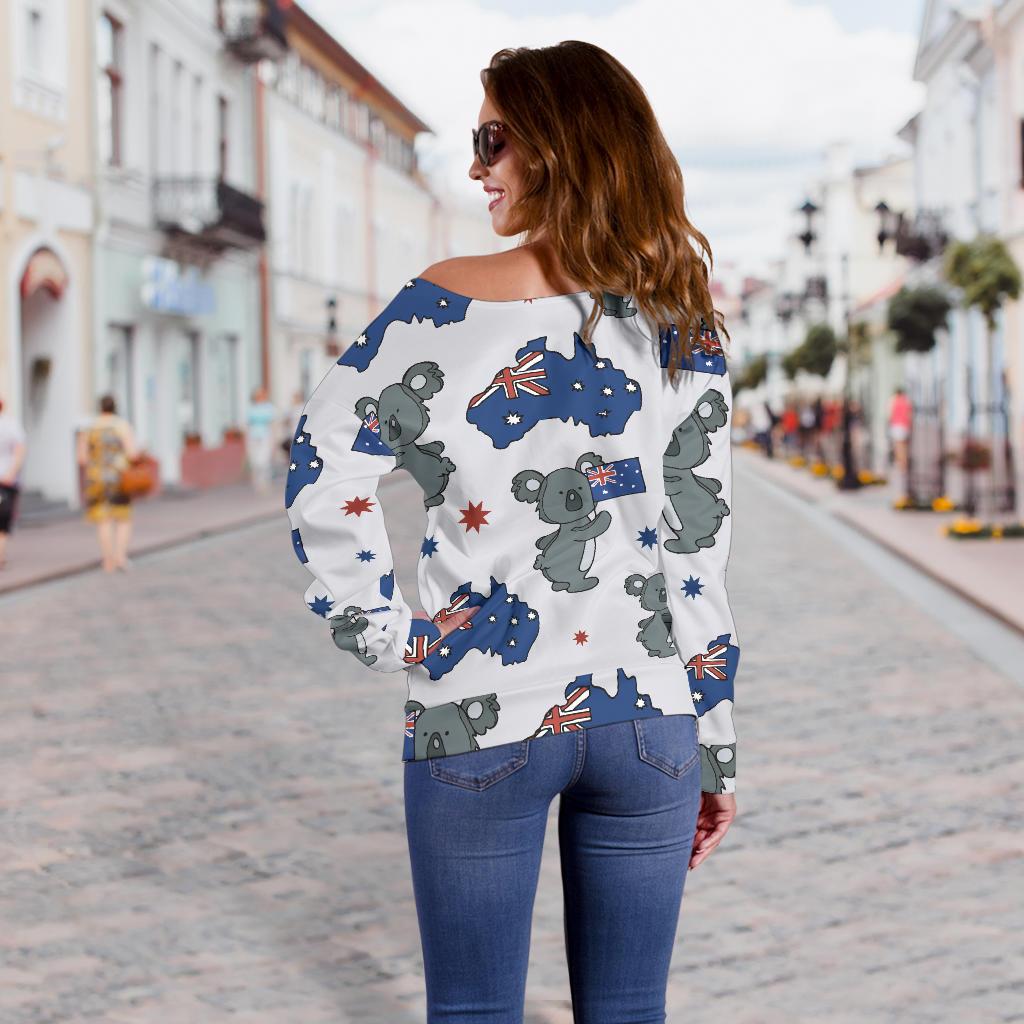 Koala Australia Day Themed Design Off Shoulder Sweatshirt