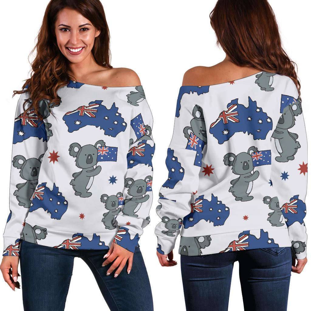 Koala Australia Day Themed Design Off Shoulder Sweatshirt