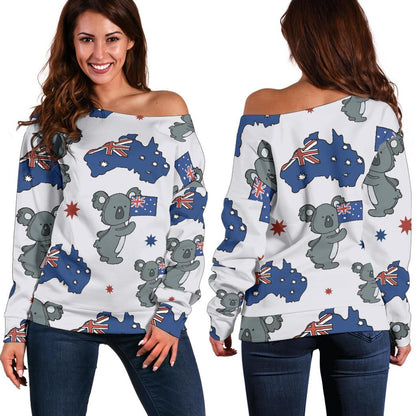 Koala Australia Day Themed Design Off Shoulder Sweatshirt