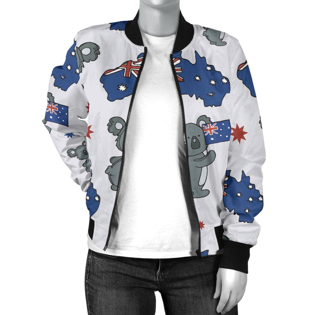 Koala Australia Day Themed Design Women Casual Bomber Jacket
