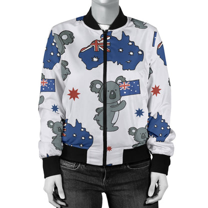 Koala Australia Day Themed Design Women Casual Bomber Jacket