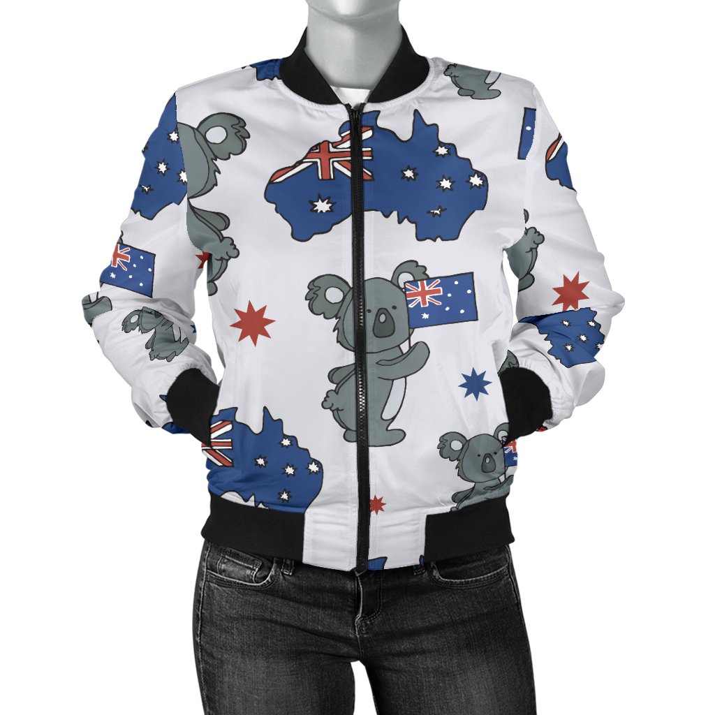 Koala Australia Day Themed Design Women Casual Bomber Jacket