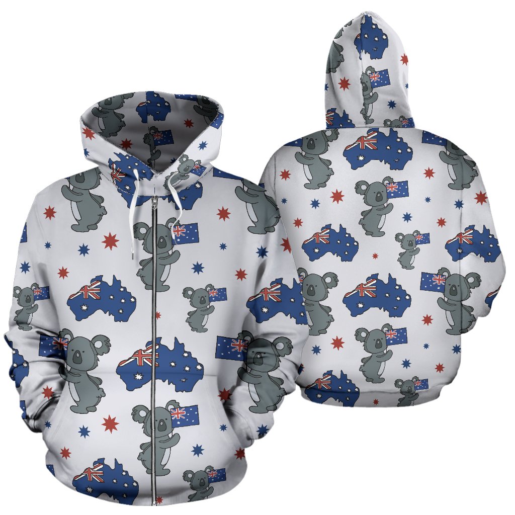 Koala Australia Day Themed Design Zip Up Hoodie